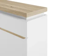Aparador de 3 puertas y 3 cajones con luces LED de MDF - Natural y blanco lacado - VADEMOSA