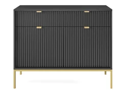 Aparador de 2 puertas y 2 cajones con patas de metal dorado, 104x83 cm