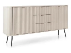 Aparador de 2 puertas y 3 cajones con patas de metal negro, 168x87 cm