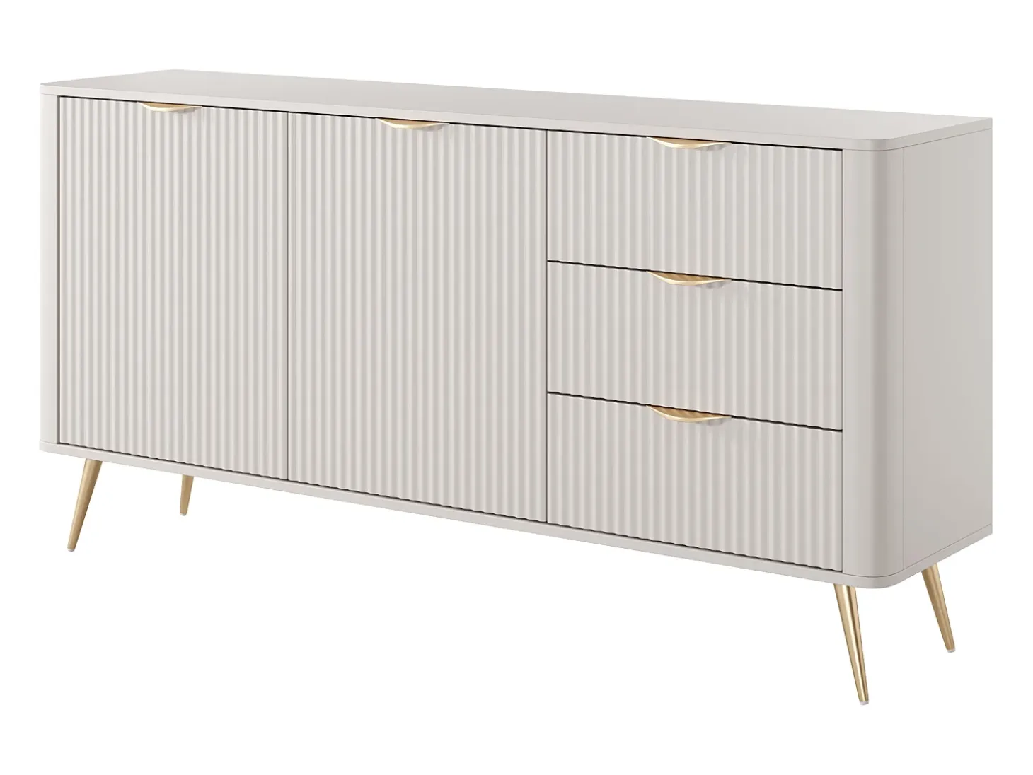 Aparador de 2 puertas y 3 cajones en MDF - Beige y dorado - ELONARIA de Pascal Morabito
