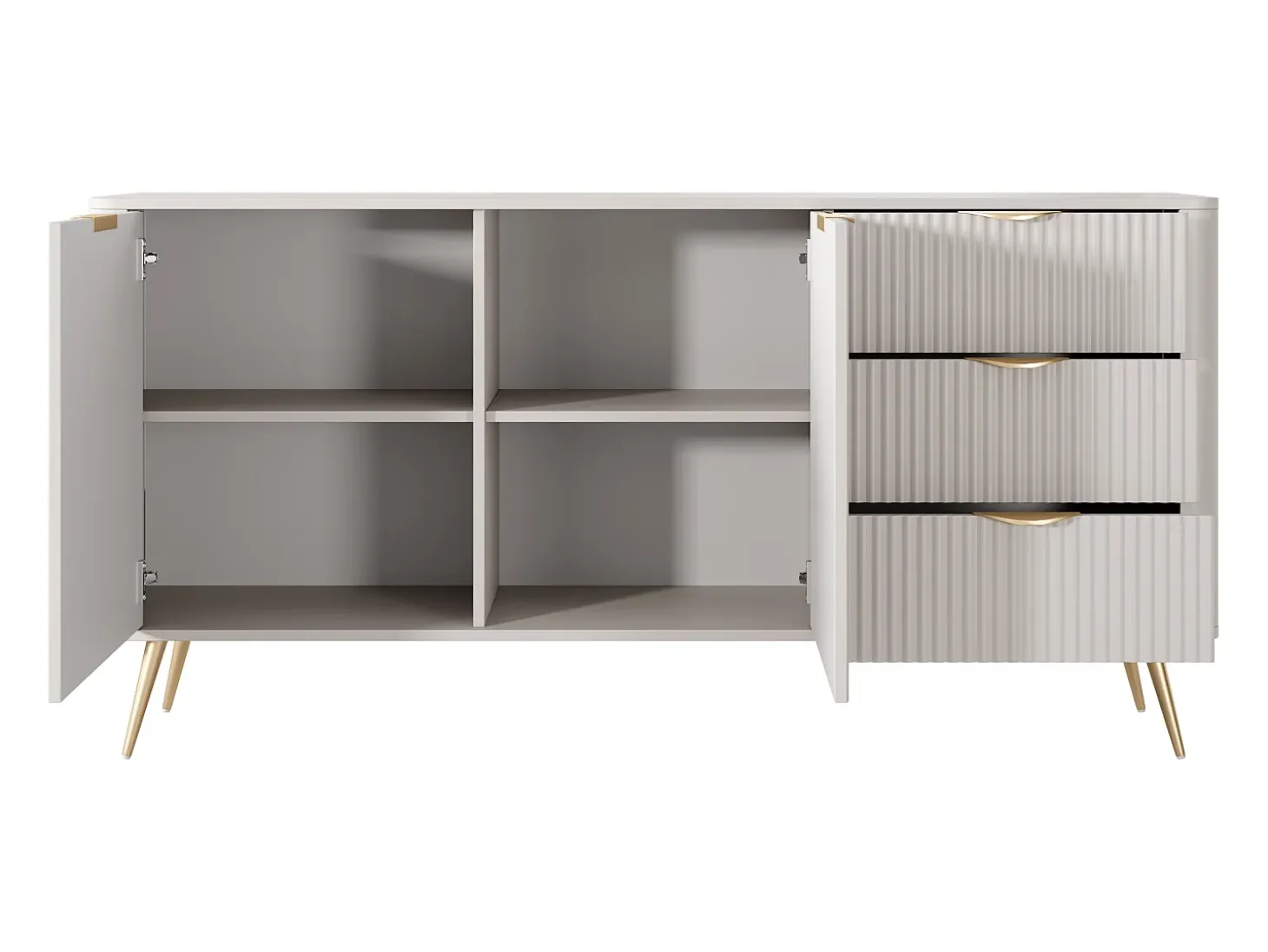 Aparador de 2 puertas y 3 cajones en MDF - Beige y dorado - ELONARIA de Pascal Morabito
