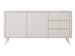 Aparador de 2 puertas y 3 cajones en MDF - Beige y dorado - ELONARIA de Pascal Morabito