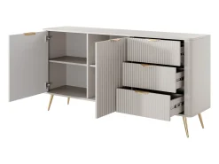 Aparador de 2 puertas y 3 cajones en MDF - Beige y dorado - ELONARIA de Pascal Morabito