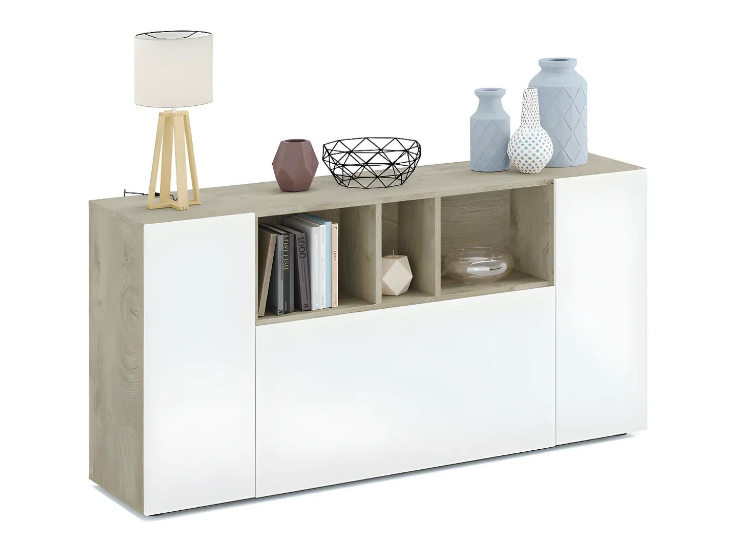 Aparador de 3 puertas y 3 nichos - L150 cm - Tamiko