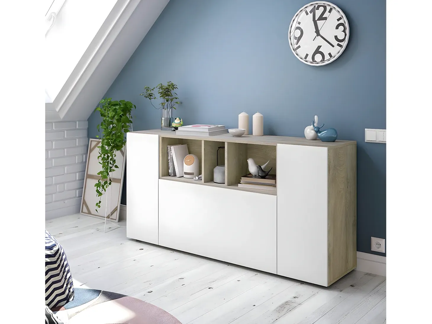 Aparador de 3 puertas y 3 nichos - L150 cm - Tamiko