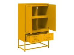 Aparador de acero amarillo mostaza 68x39x111,5 cm