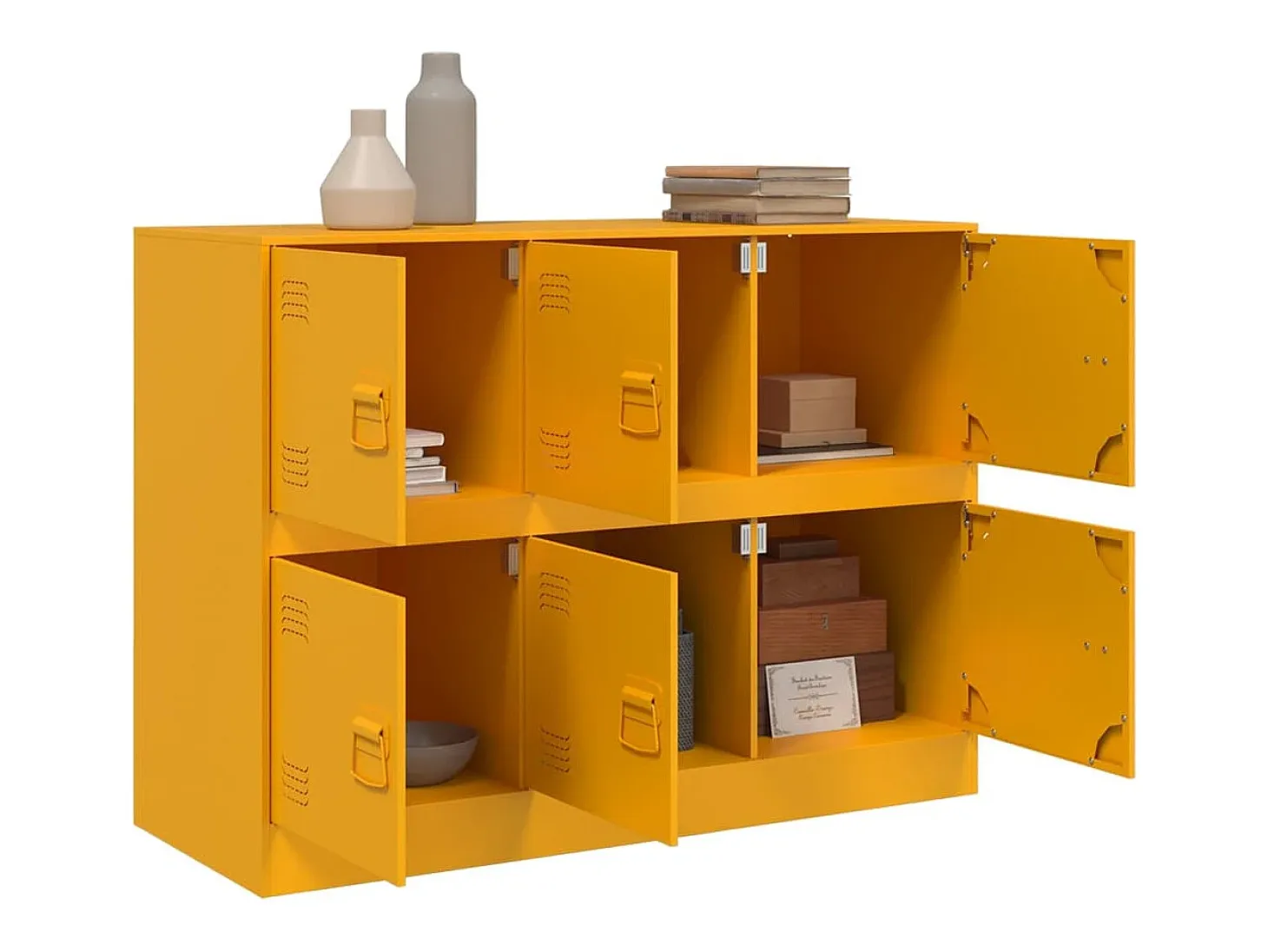 Aparador de acero amarillo mostaza 99x39x73 cm ES167545