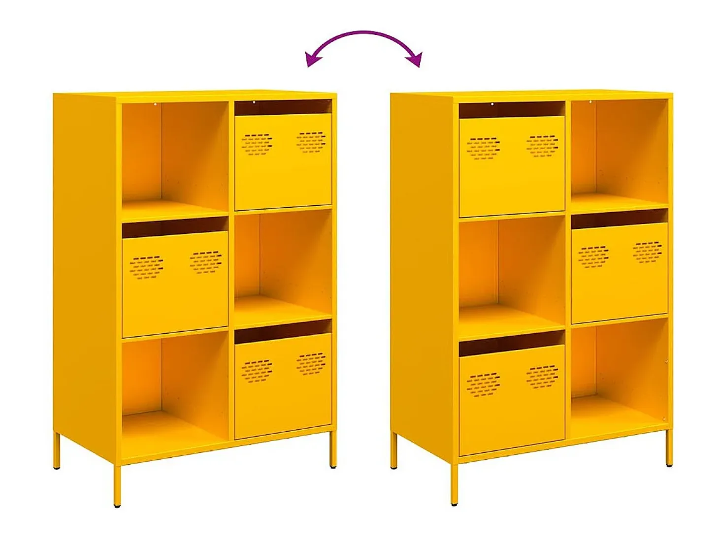 Aparador de acero amarillo mostaza 68x39x103,5 cm