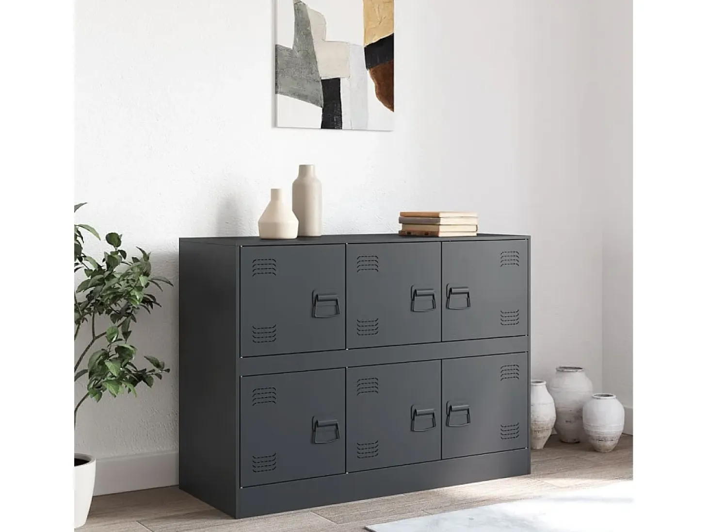Aparador de acero antracita 99x39x73 cm