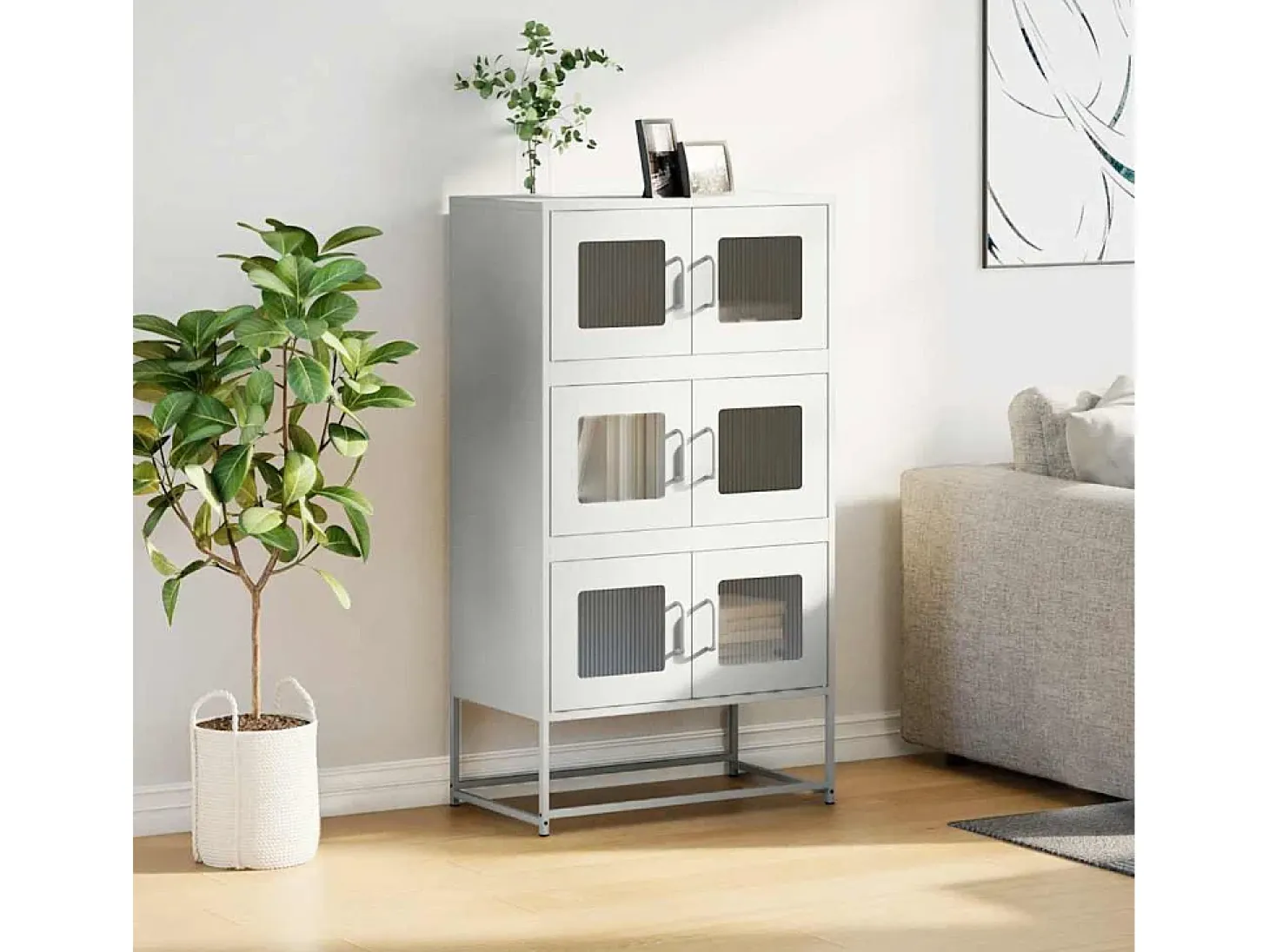 Aparador de acero blanco 68x39x123 cm