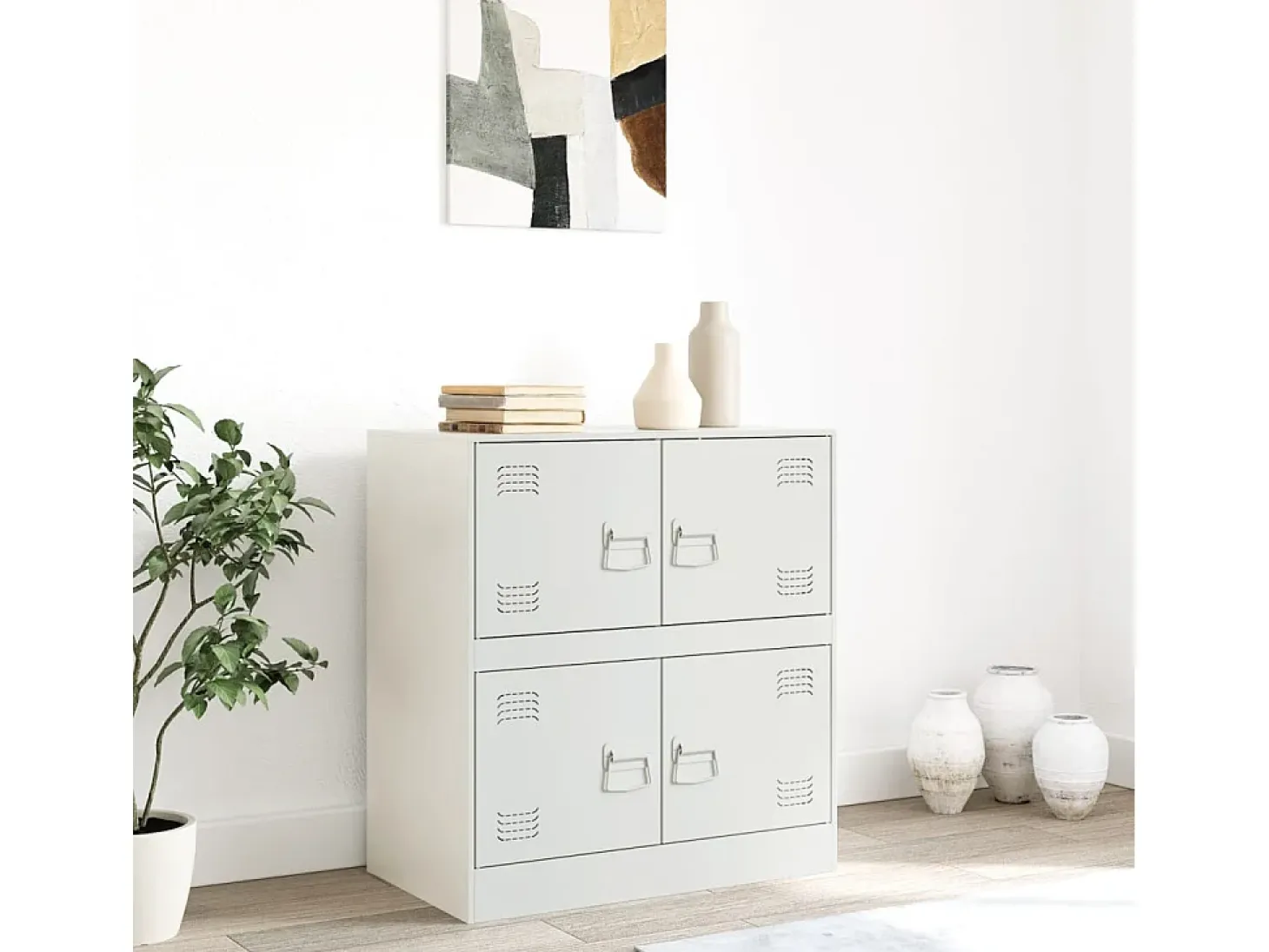 Aparador de acero blanco 67x39x73 cm ES544933