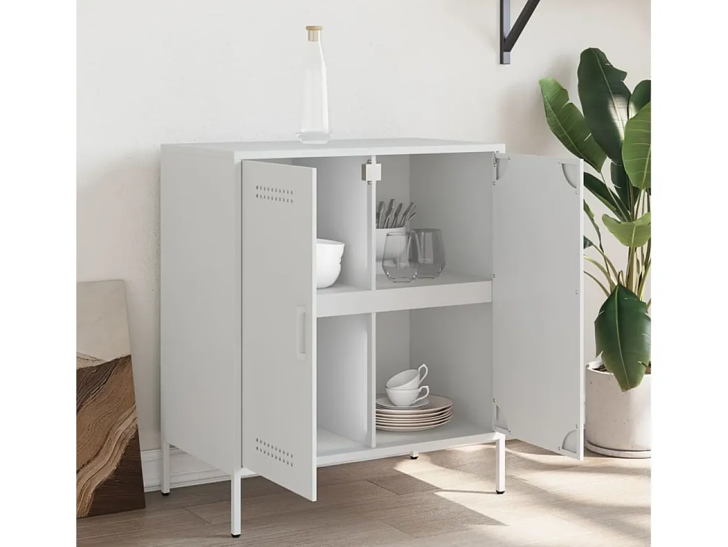 Aparador de acero blanco 68x39x79 cm