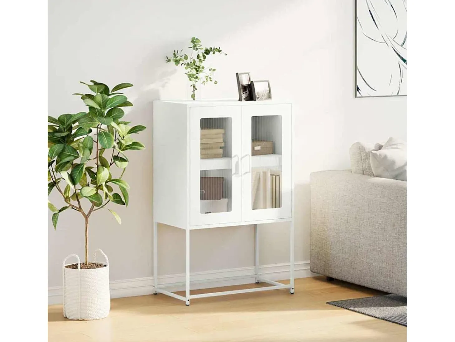 Aparador de acero blanco 68x39x107 cm