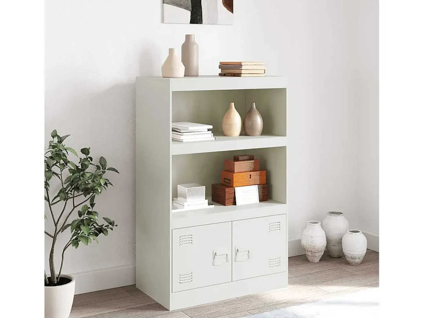 Aparador de acero blanco 67x39x107 cm