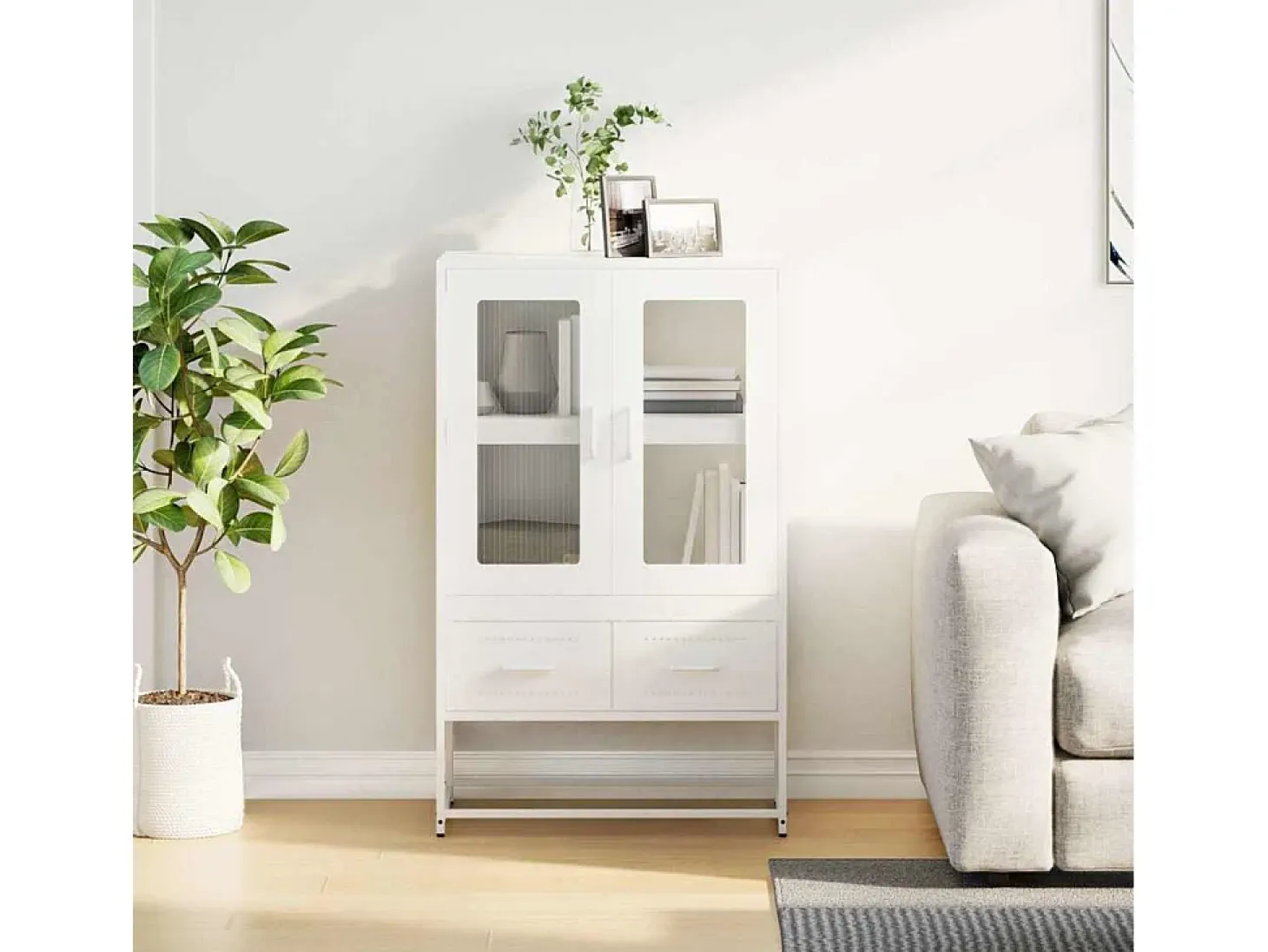 Aparador de acero blanco 68x39x111,5 cm