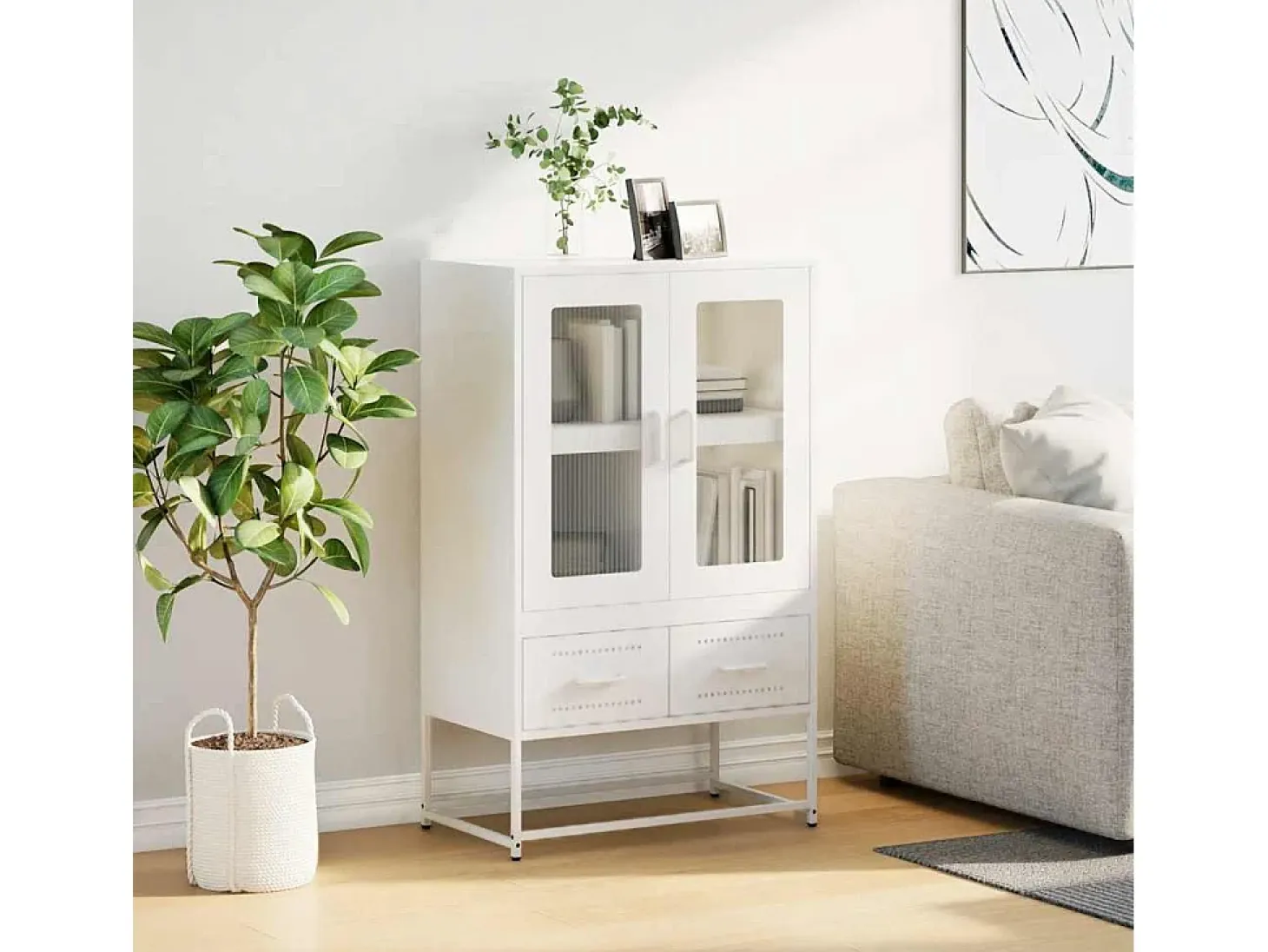 Aparador de acero blanco 68x39x111,5 cm