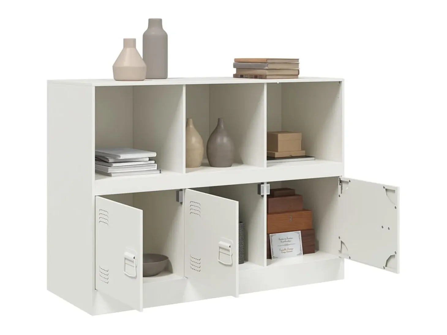 Aparador de acero blanco 99x39x73 cm ES856841