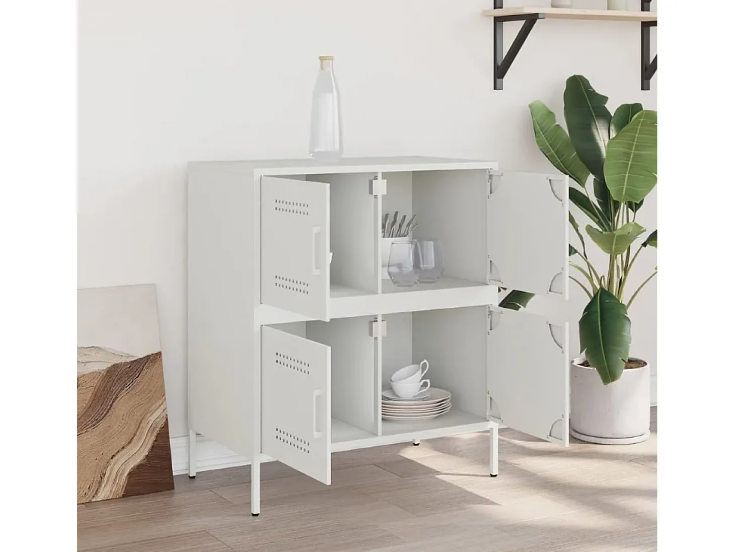 Aparador de acero blanco 68x39x79 cm