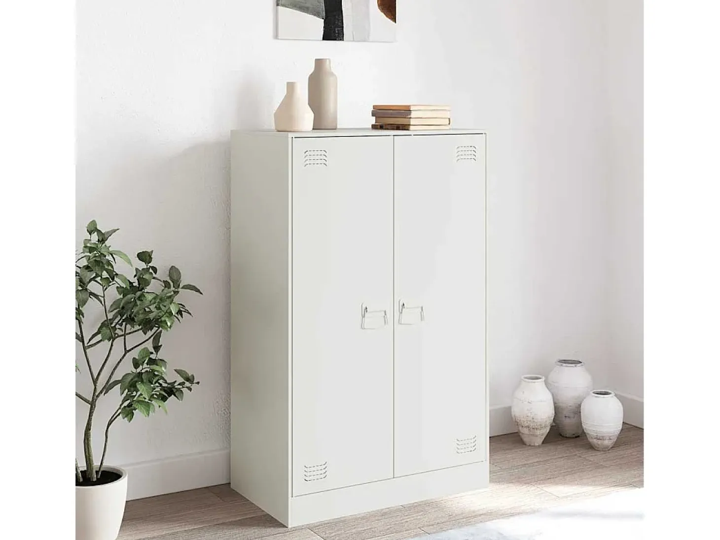 Aparador de acero blanco 67x39x107 cm