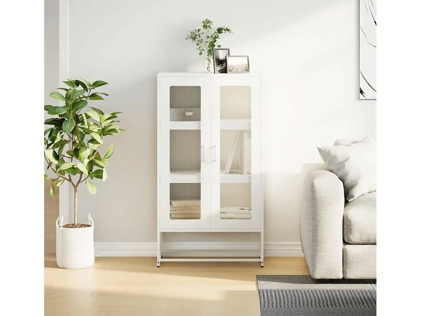 Aparador de acero blanco 68x39x123 cm