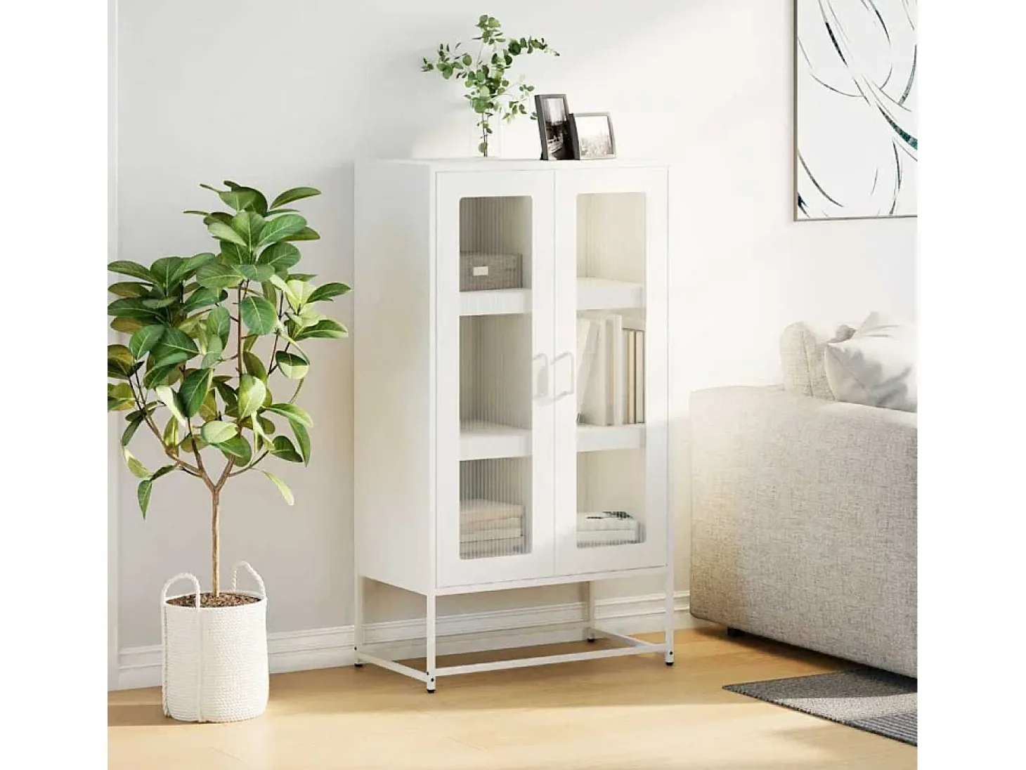 Aparador de acero blanco 68x39x123 cm