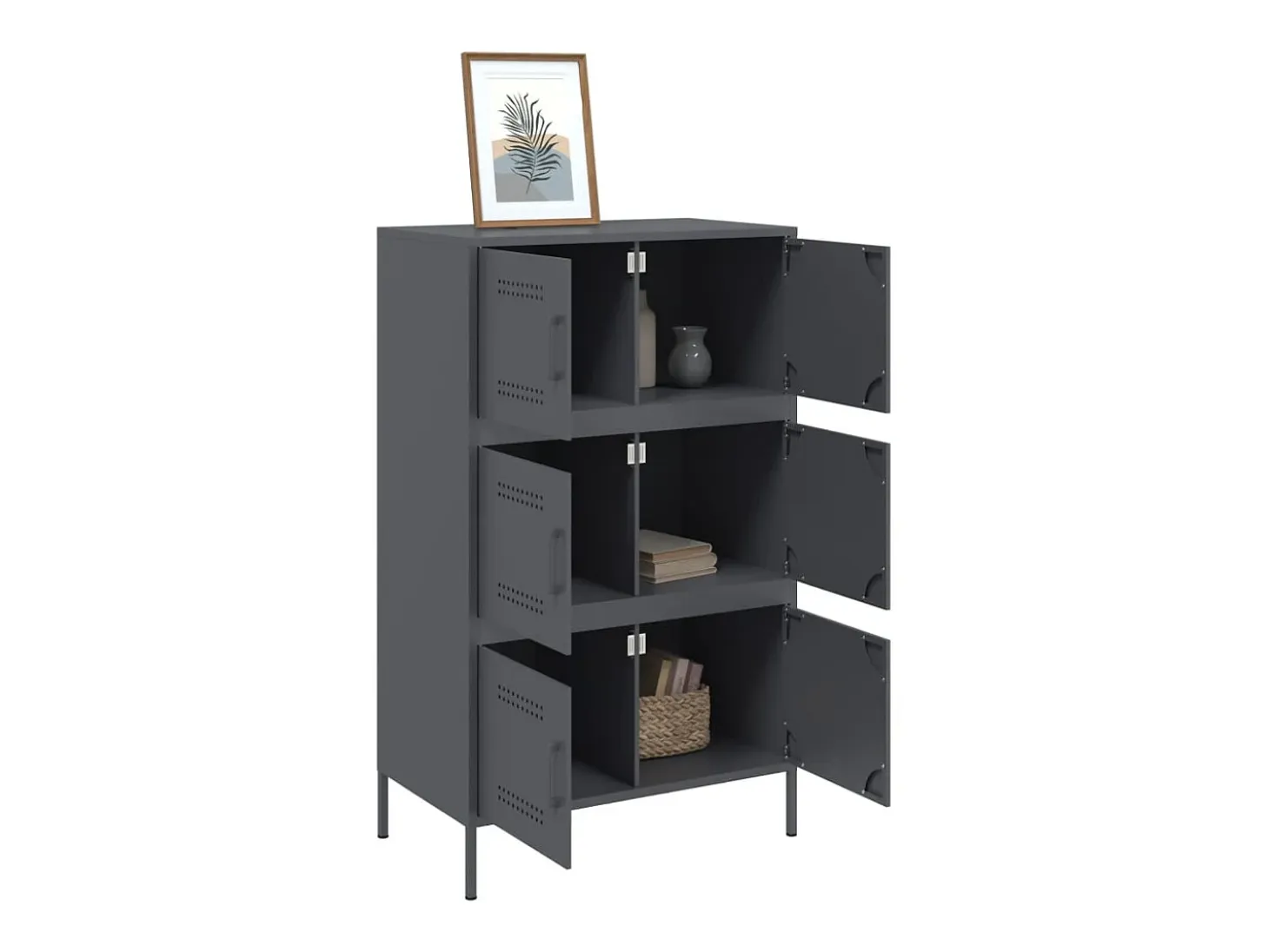 Aparador de acero gris antracita 68x39x113 cm