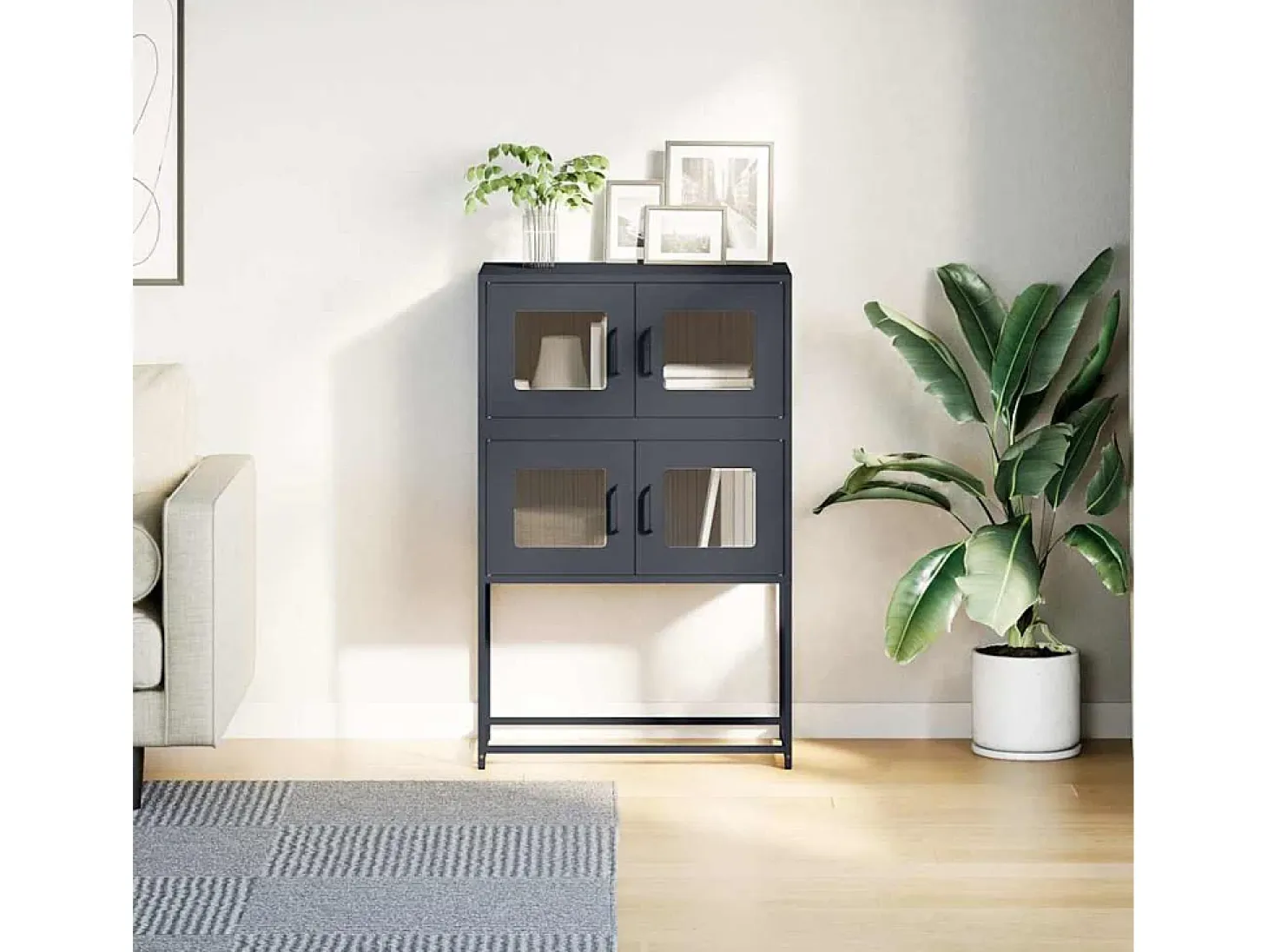 Aparador de acero gris antracita 68x39x107 cm