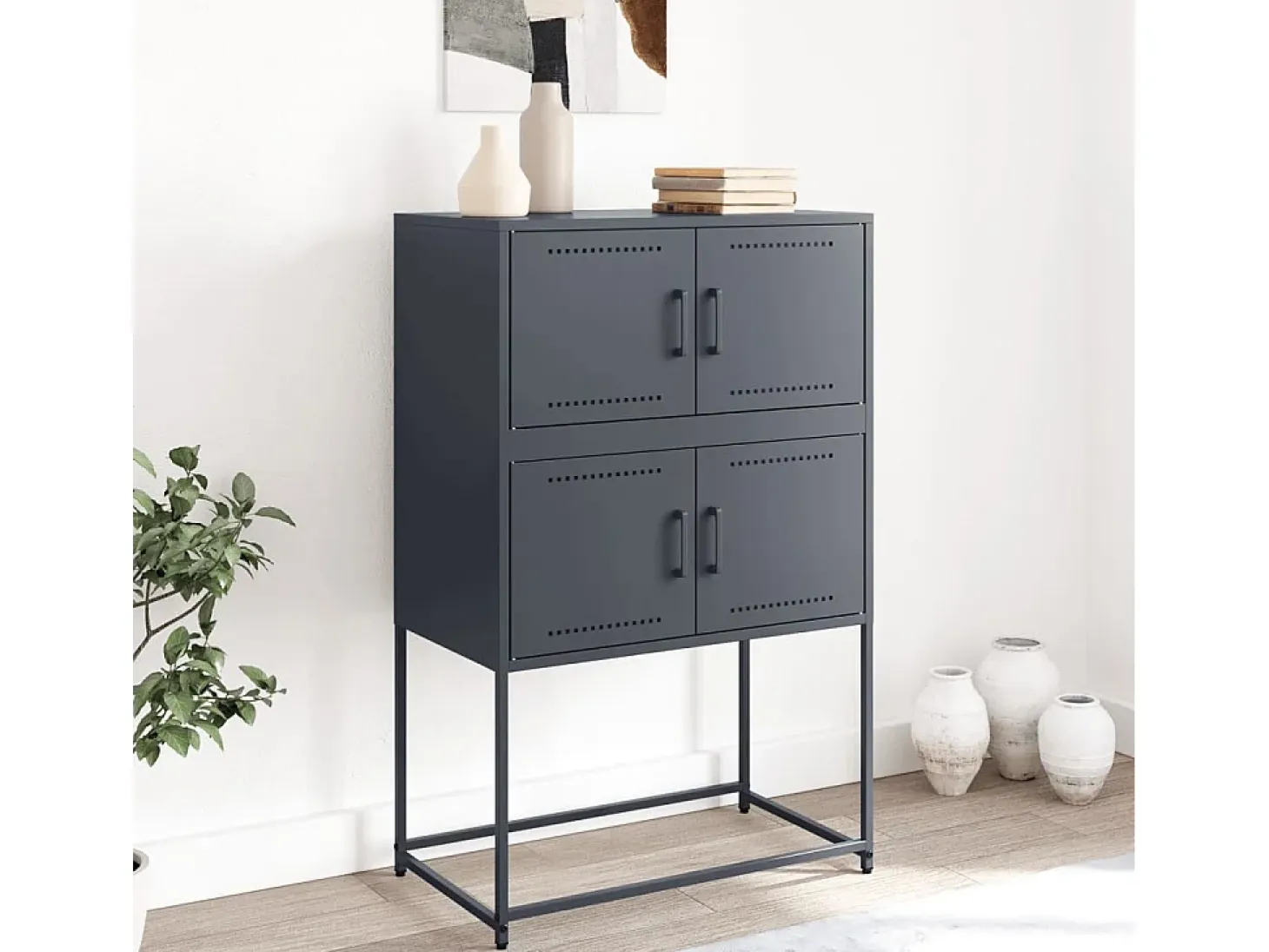 Aparador de acero gris antracita 68,5x38,5x107 cm ES463810