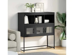 Aparador de acero laminado en frío negro 100,5x39x107 cm
