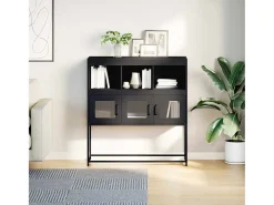 Aparador de acero laminado en frío negro 100,5x39x107 cm
