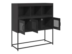 Aparador de acero laminado en frío negro 100,5x39x107 cm