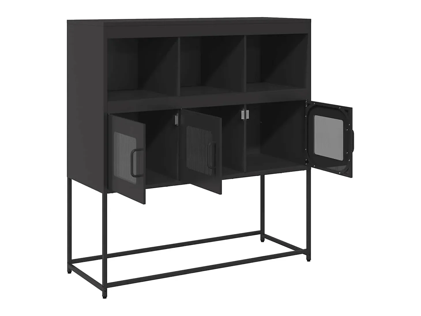 Aparador de acero laminado en frío negro 100,5x39x107 cm