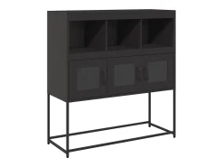 Aparador de acero laminado en frío negro 100,5x39x107 cm