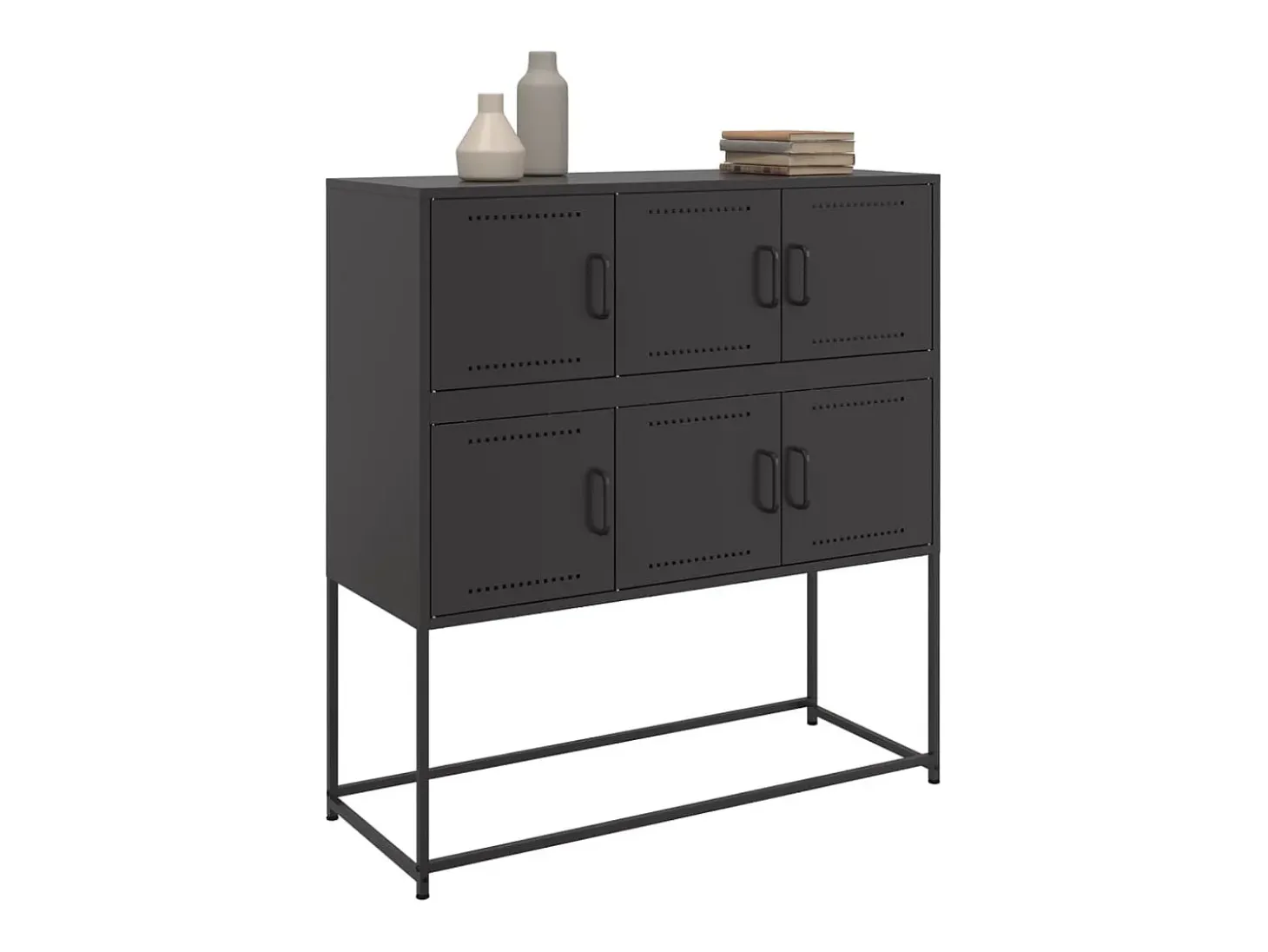 Aparador de acero laminado en frío negro 100,5x39x107 cm