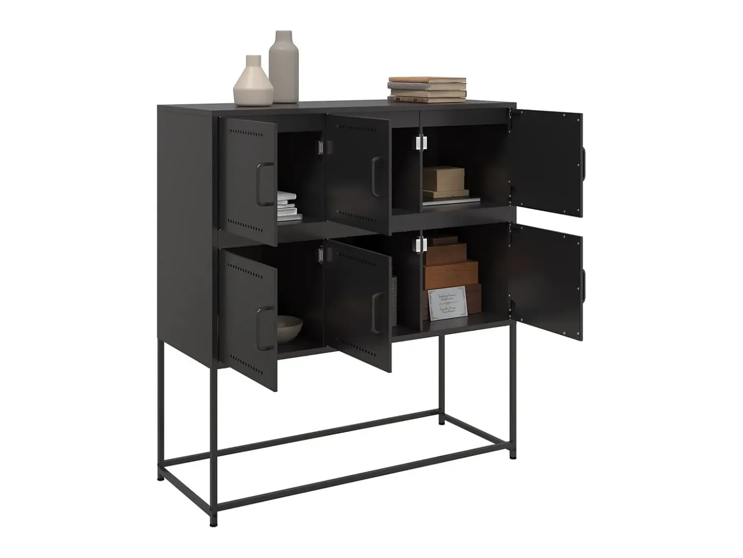Aparador de acero laminado en frío negro 100,5x39x107 cm