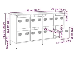 Aparador de acero laminado en frío antracita 135x39x73,5 cm