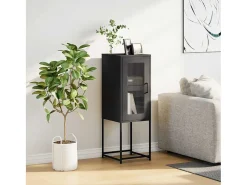 Aparador de acero laminado en frío negro 36x39x107 cm