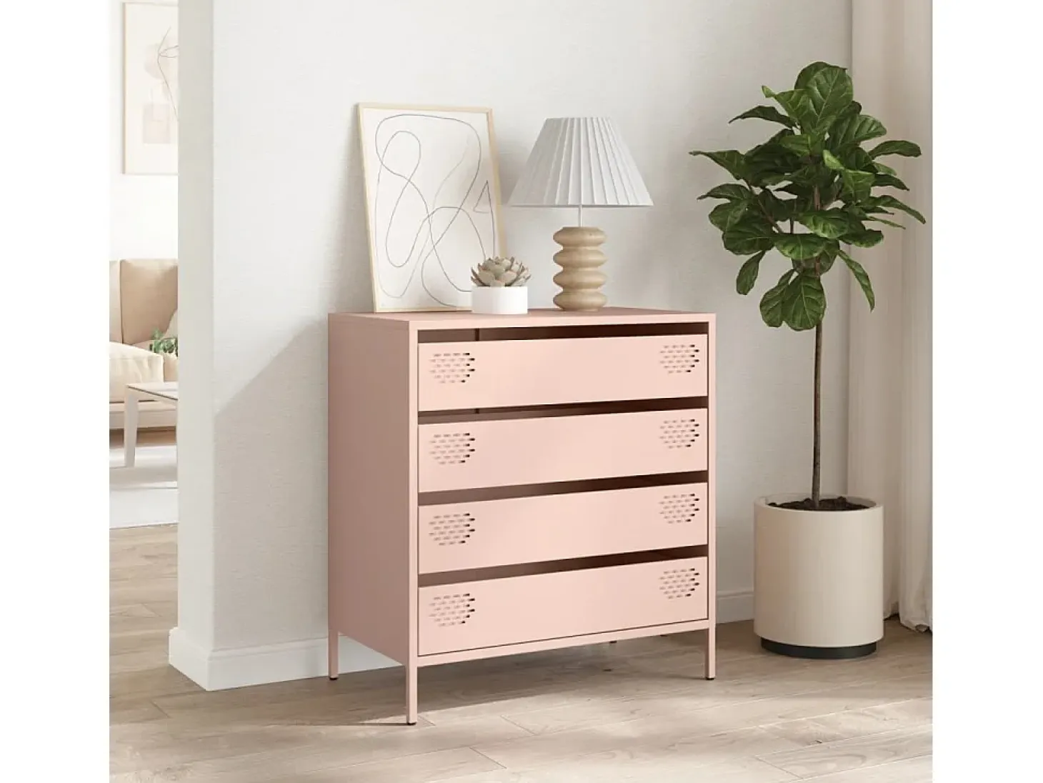 Aparador de acero laminado en frío rosa 68x39x73,5 cm