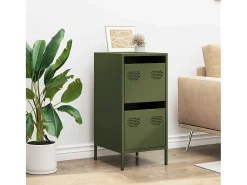 Aparador de acero laminado en frío verde oliva 35x39x73,5 cm