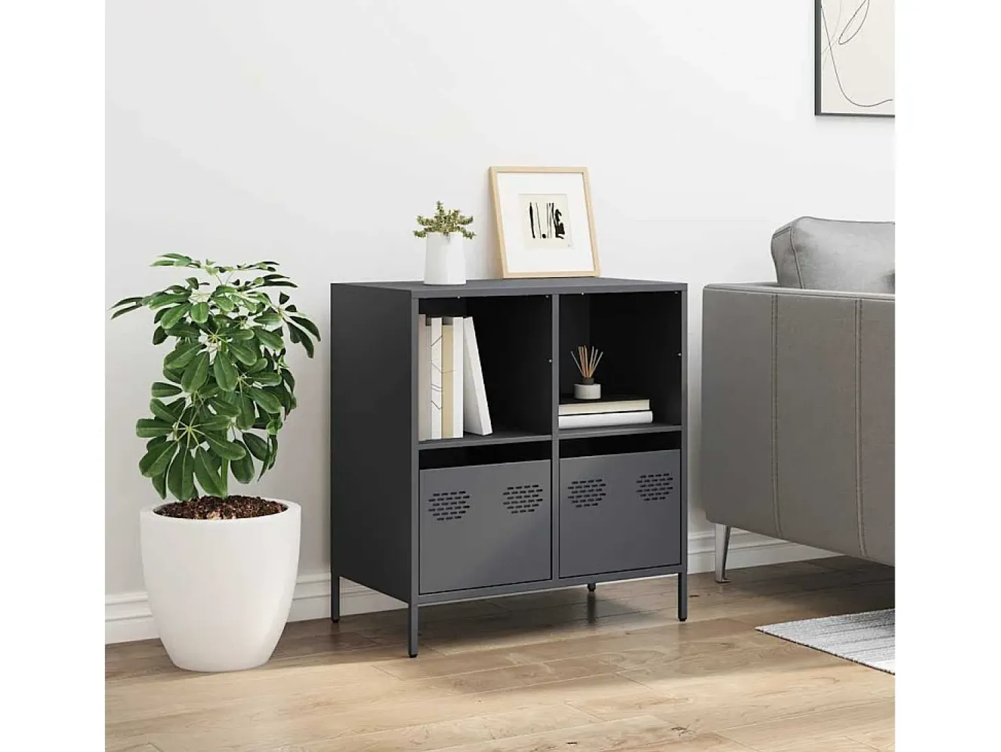 Aparador de acero laminado en frío antracita 68x39x73,5 cm