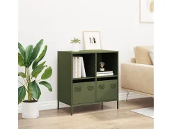 Aparador de acero laminado en frío verde oliva 68x39x73,5 cm