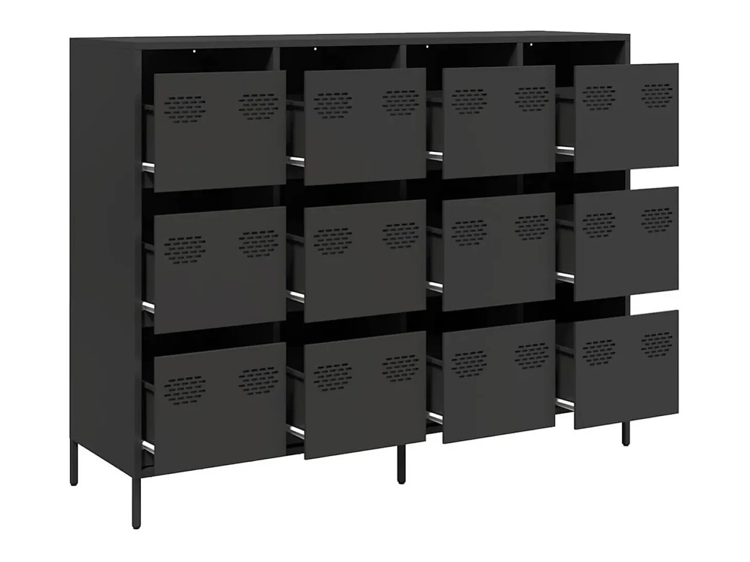 Aparador de acero laminado en frío negro 135x39x103,5 cm