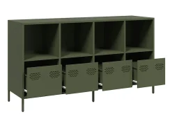 Aparador de acero laminado en frío verde oliva 135x39x73,5 cm