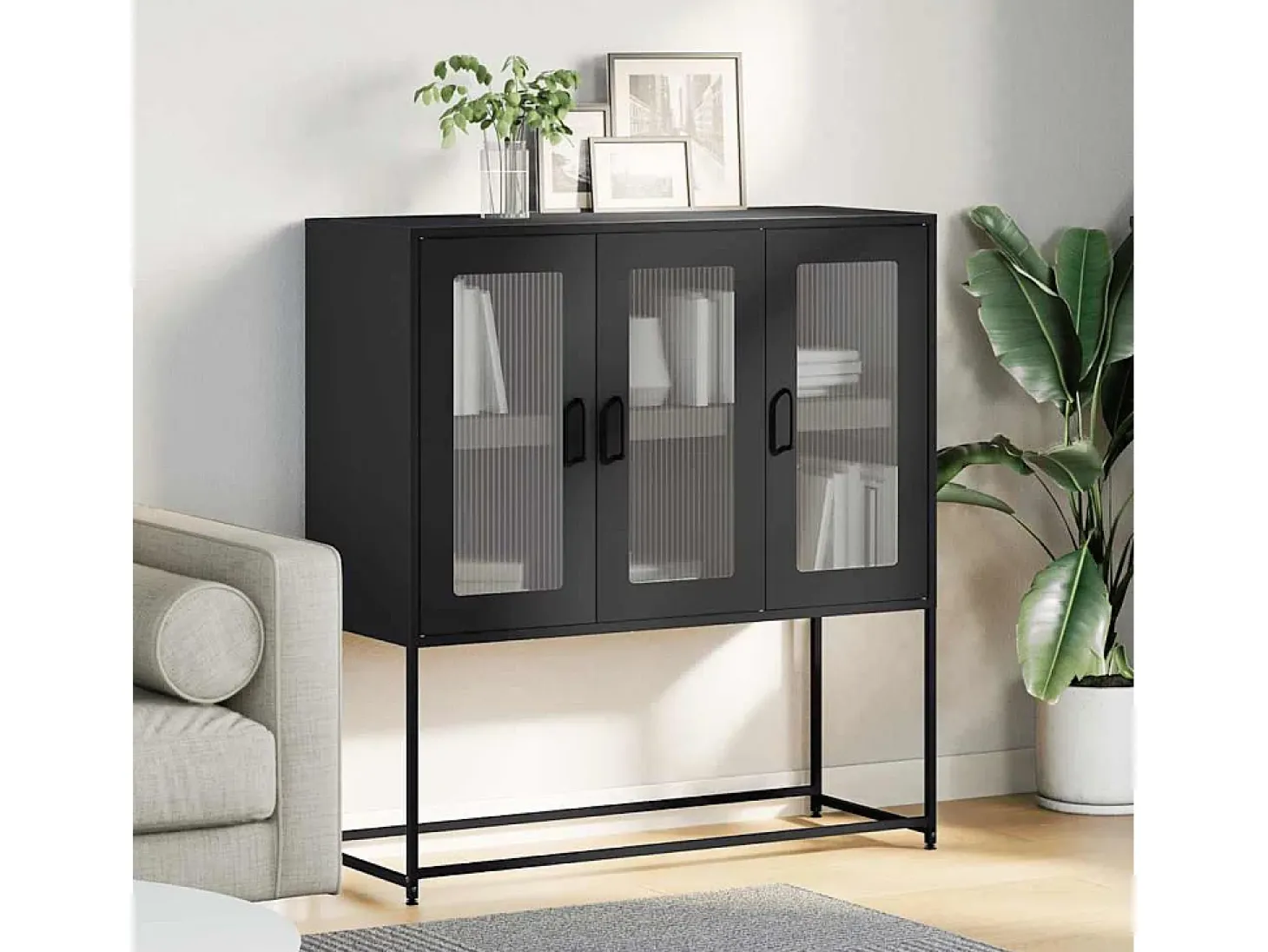 Aparador de acero laminado en frío antracita 100,5x39x107 cm