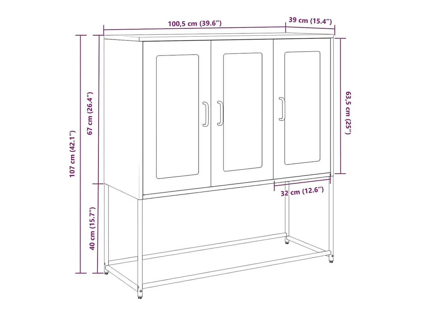 Aparador de acero laminado en frío antracita 100,5x39x107 cm