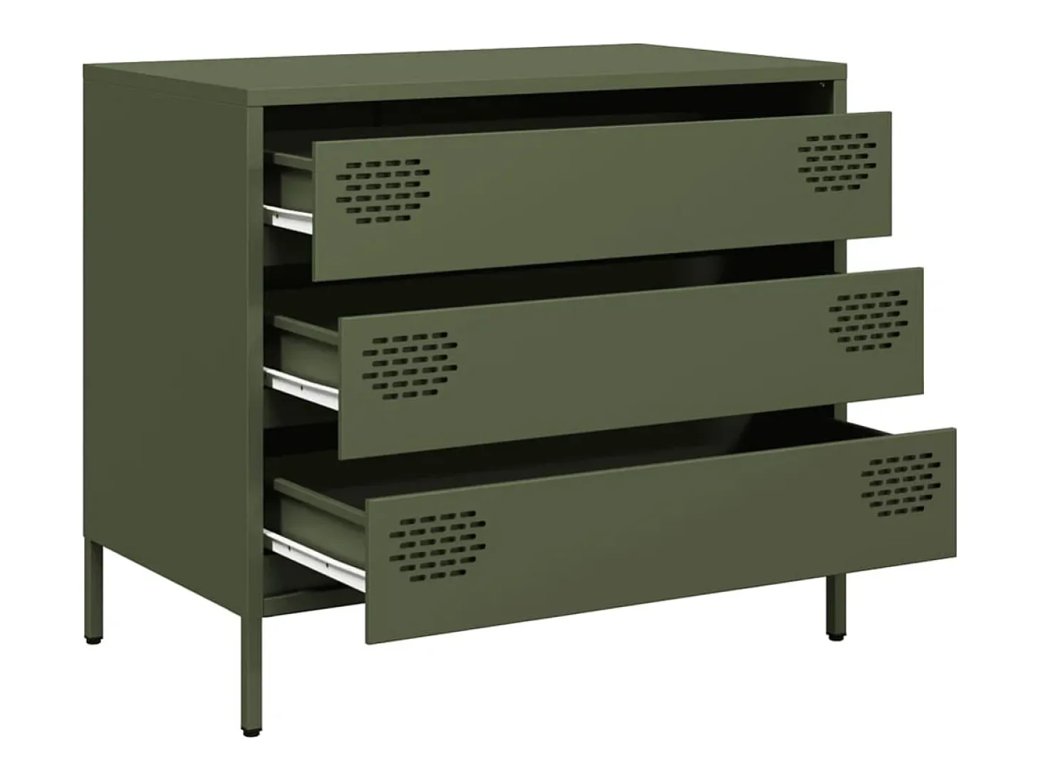 Aparador de acero laminado en frío verde oliva 68x39x58,5 cm