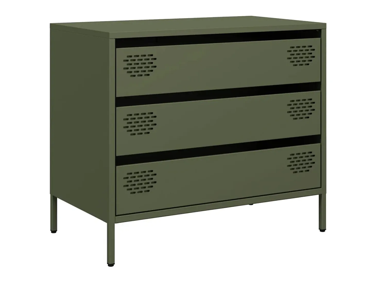 Aparador de acero laminado en frío verde oliva 68x39x58,5 cm