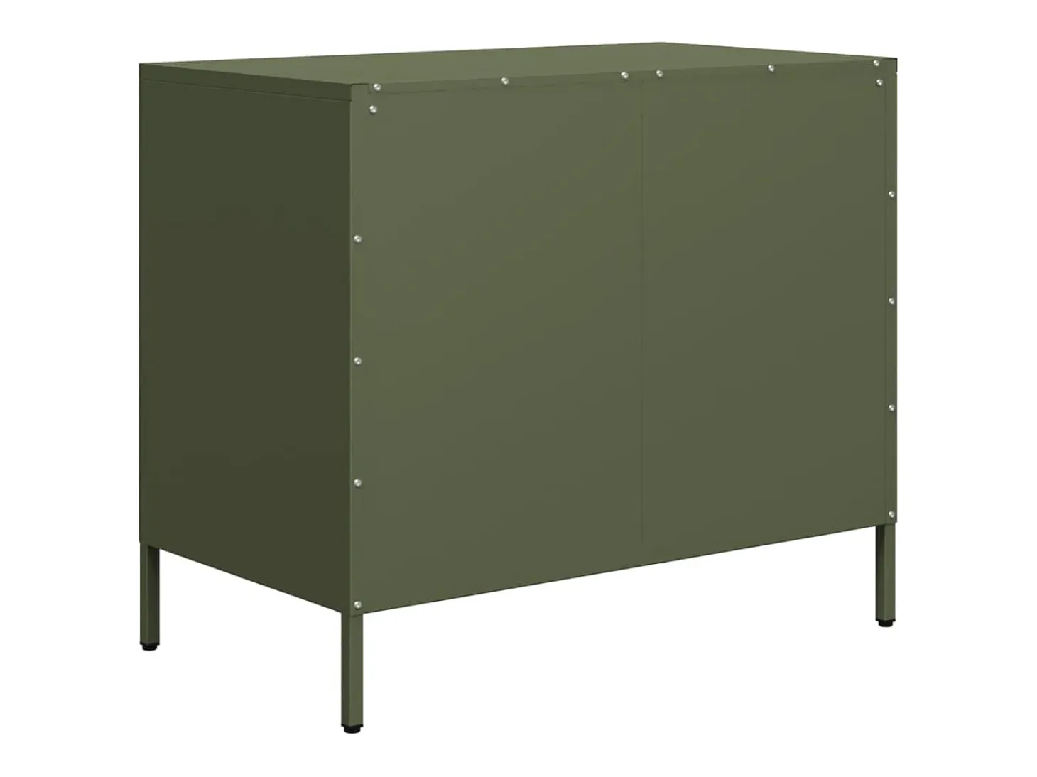 Aparador de acero laminado en frío verde oliva 68x39x58,5 cm