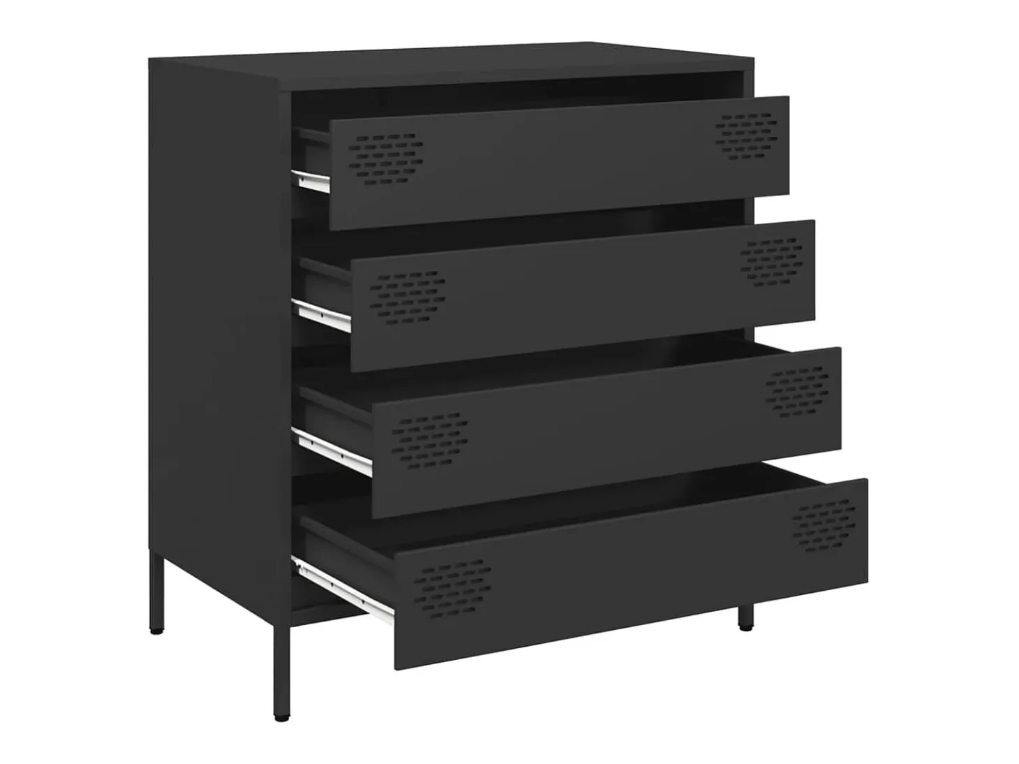 Aparador de acero laminado en frío negro 68x39x73,5 cm