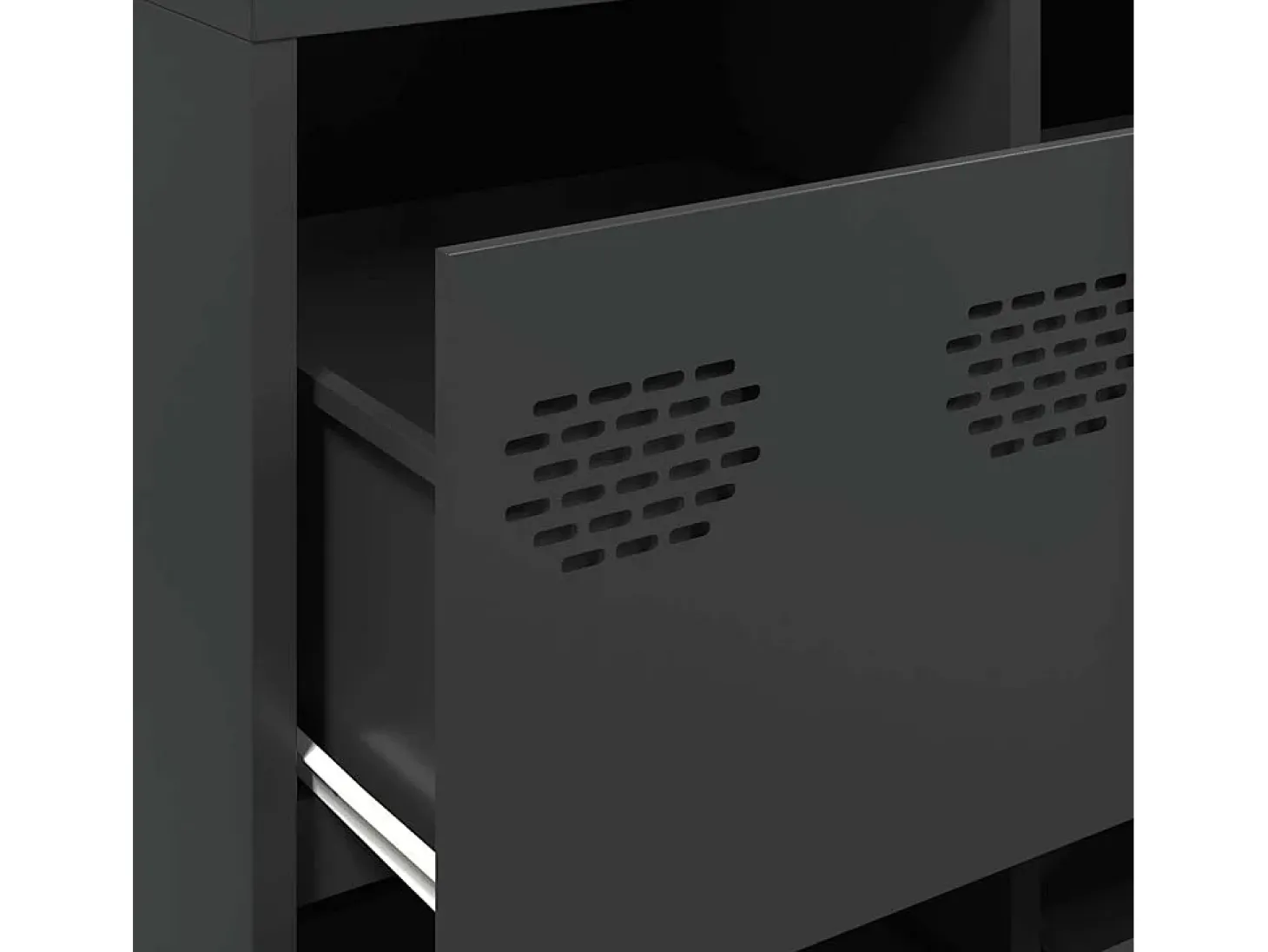 Aparador de acero laminado en frío negro 135x39x73,5 cm